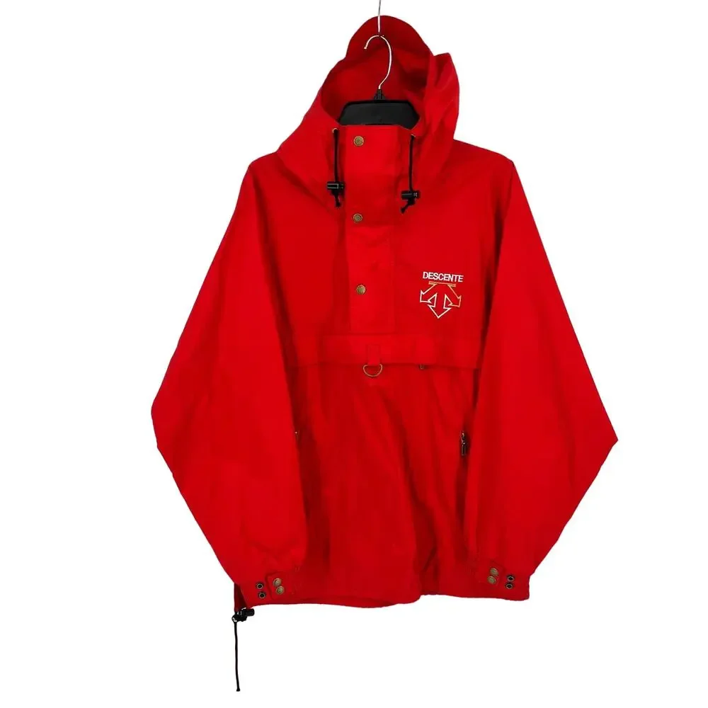 Vintage 80s Descente Red Pullover Windbreaker Jacket Mens Size 1 Medium